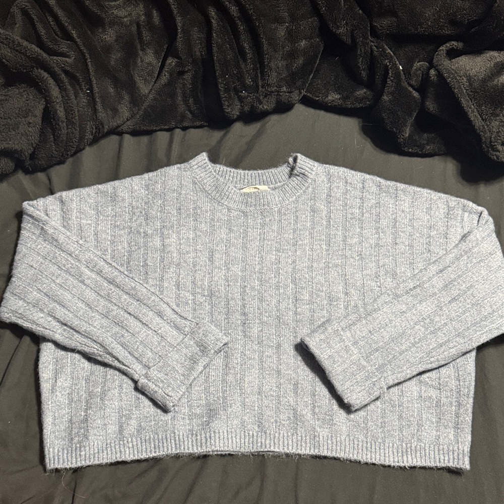 Sincerely Jules Light Blue Ribbed Crewneck Sweater